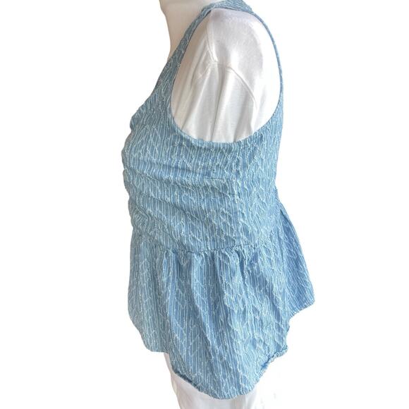 Button Front Lace-up Lattice Back Ruffled Hem Baby Doll Blouse Women's S Y2K Pep - Picture 5 of 13